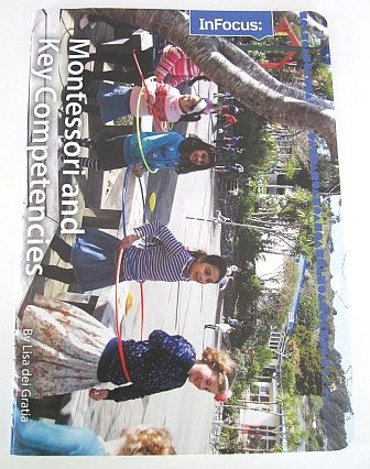 A recycled notebook made from a Montessori Voices Publication for use at their annual conference